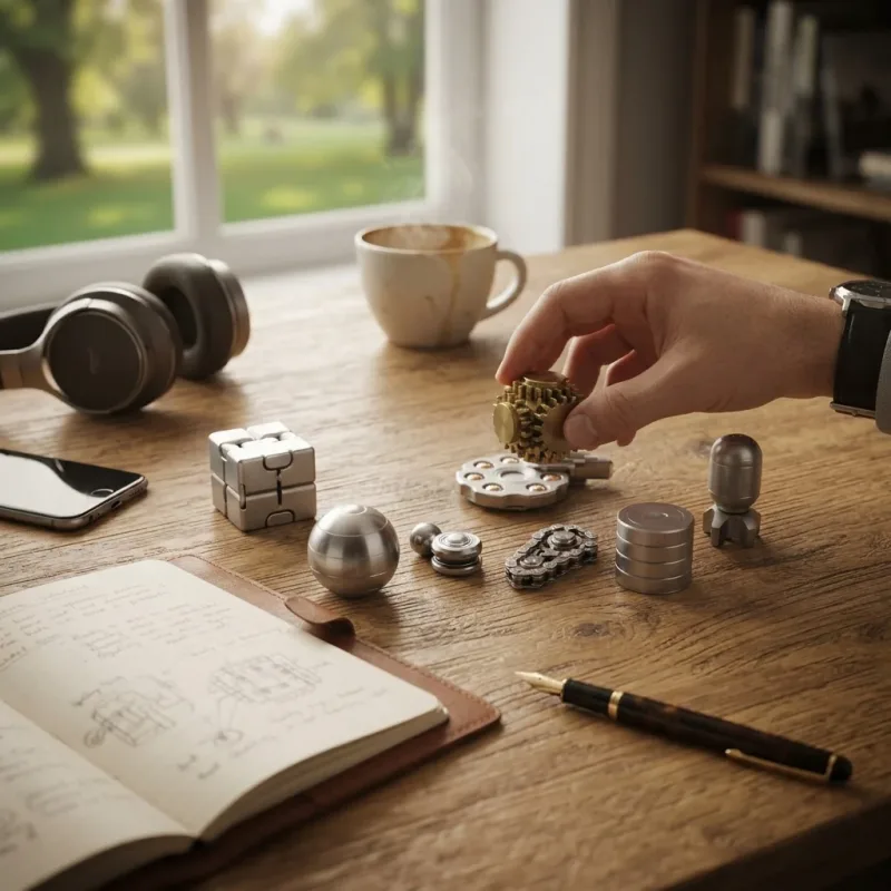 Set da 8 - Collezione di Fidget e Giochi Cinetici Metallici da Scrivania