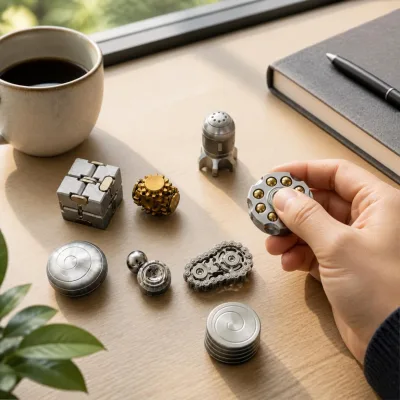 Set da 8 - Collezione di Fidget e Giochi Cinetici Metallici da Scrivania