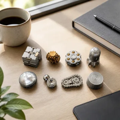 Set da 8 - Collezione di Fidget e Giochi Cinetici Metallici da Scrivania