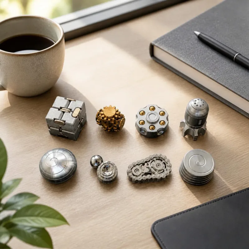 Set da 8 - Collezione di Fidget e Giochi Cinetici Metallici da Scrivania
